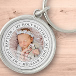 Porte-clés Saint Baptême Cadre simple Photo personnalisée mod<br><div class="desc">Ce design simple et classique est composé de typographie serif et d'ajouter une photo personnalisée. "Mon Saint Baptême" tourne autour de la photo de votre bébé,  enfant,  etc</div>