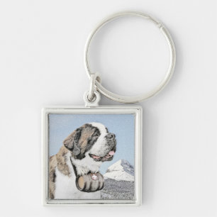 Porte-clés Saint Bernard Painting - Cute Original Dog Art