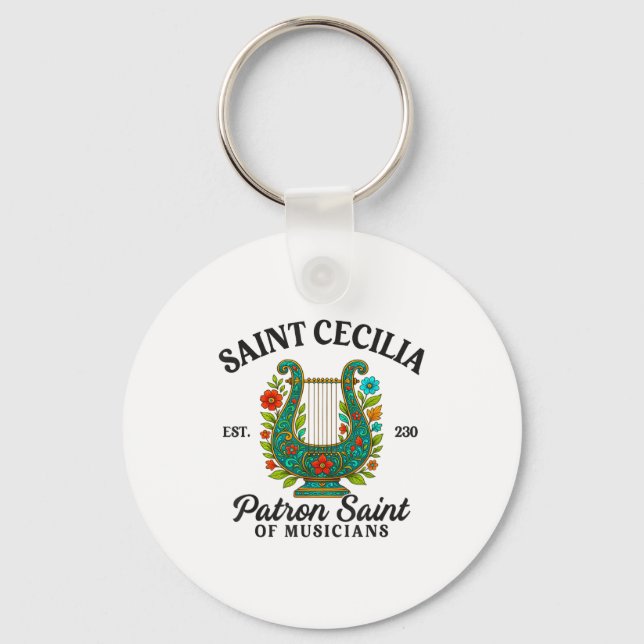 Porte-clés Saint Cecilia Patron Saint Of Musicians Catholic M (Recto)