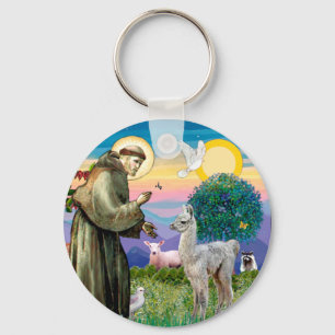 Porte-clés Saint François et bébé lama