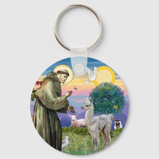 Porte-clés Saint François et bébé lama (Recto)