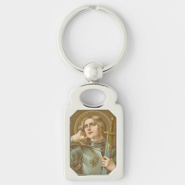 Porte-clés Saint Jeanne d'Arc (JM 28) Métal rectangulaire (Devant)