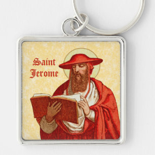Porte-clés Saint Jérôme comme cardinal avec livre (P 004)