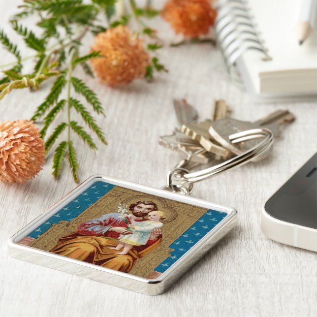 Porte-clés Saint-Joseph avec enfant Jésus-Christ (Côté)