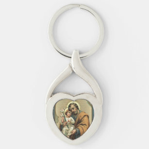 Porte-clés Saint Joseph Baby Jesus Lily