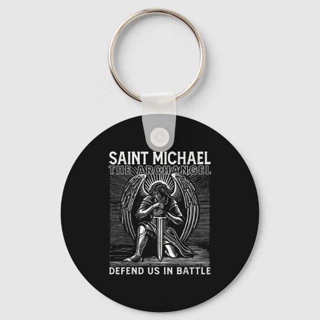 Porte-clés Saint Michel chrétien catholique Saint défendez-no (Recto)