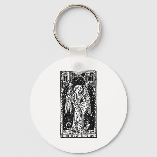 Porte-clés Saint Michel l'Archange vainquant Satan Christ (Recto)