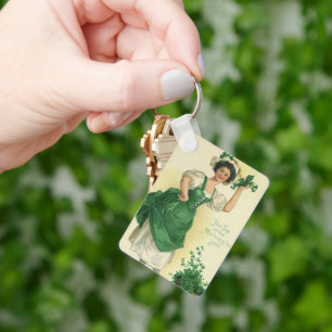 Porte-clés Saint-Patrick Vintage Fille Chanceuse Shamrocks