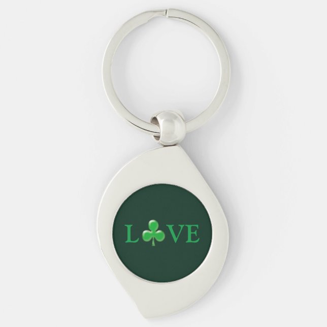 Porte-clés Saint Patrick's Day Love Green Clover Shamrock (Devant)