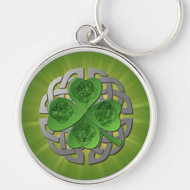 Porte-clés Saint Patrick's Day Shamrock chanceux (Devant)