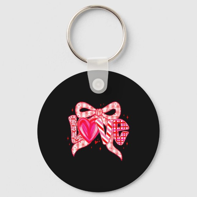 Porte-clés Saint-Valentin Amour Drôle Coquette Nœud À Carreau (Recto)