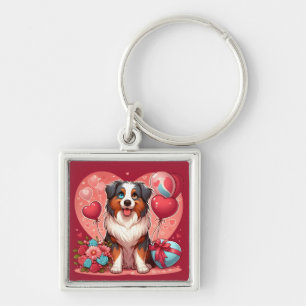 Porte-clés Saint-Valentin - Berger australien 2 -