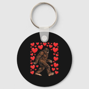 Porte-clés Saint-Valentin Bigfoot Cœurs Rouges Drôle Sasquatc