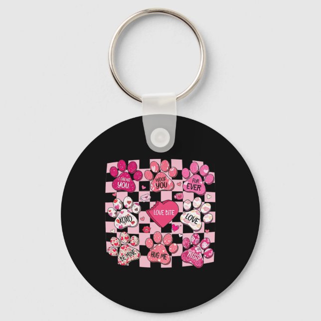Porte-clés Saint-Valentin Chien, Cœur de Patte de Chien, Conv (Recto)
