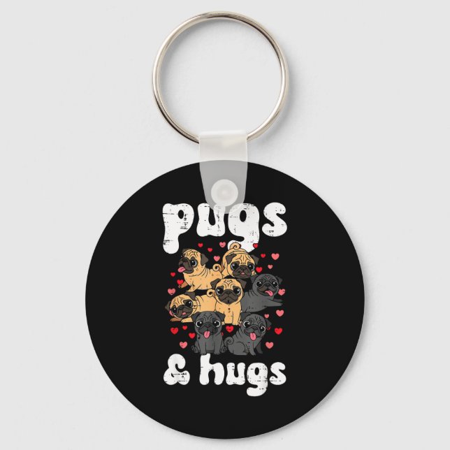 Porte-clés Saint-Valentin Chien Pug Et Câlins Mignon Chiot Ho (Recto)