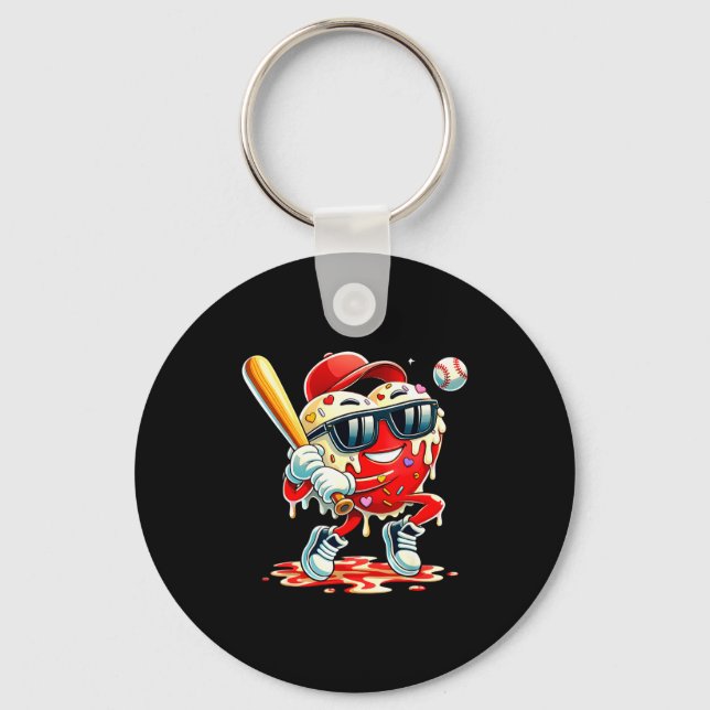 Porte-clés Saint-Valentin Cœur Baseball Drip Glace Garçons  (Recto)