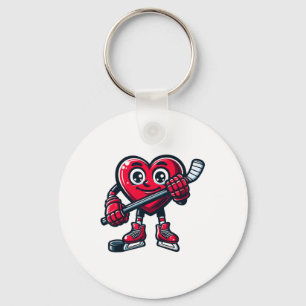 Porte-clés Saint Valentin Coeur de glace Joueur de hockey sur