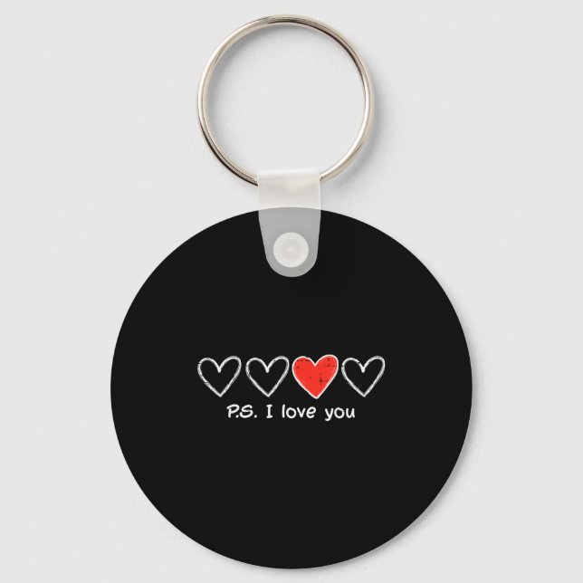 Porte-clés Saint-Valentin coeurs ps je t'aime jolies femmes (Recto)