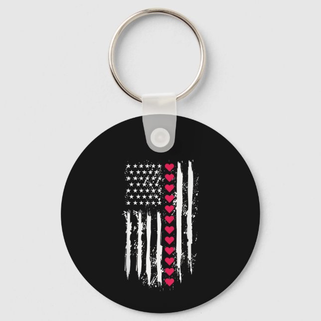 Porte-clés Saint Valentin Coeurs rouges États-Unis Amérique (Recto)