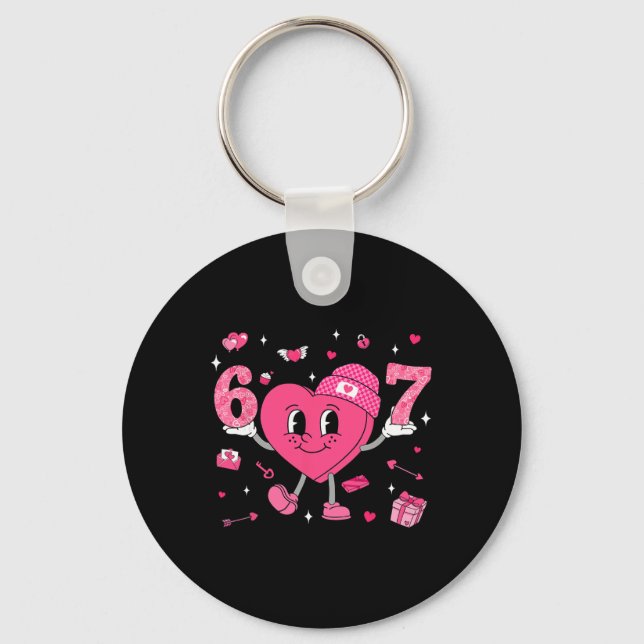 Porte-clés Saint-Valentin Drôle 67 Meme Six Sept 6 7 Valent (Recto)