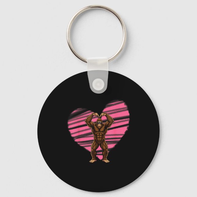 Porte-clés Saint-Valentin drôle Bigfoot Célibataires Dans Cœu (Recto)