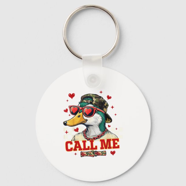 Porte-clés Saint Valentin drôle Garçon Chasse au Canard Appel (Recto)
