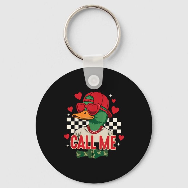 Porte-clés Saint Valentin drôle garçon chasse canard Appelez- (Recto)