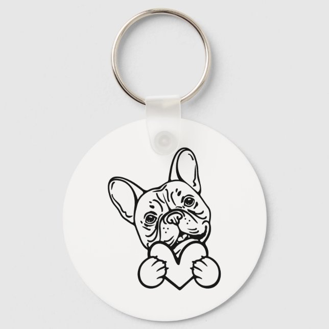 Porte-clés Saint Valentin Français Amour de Bulldog (Recto)