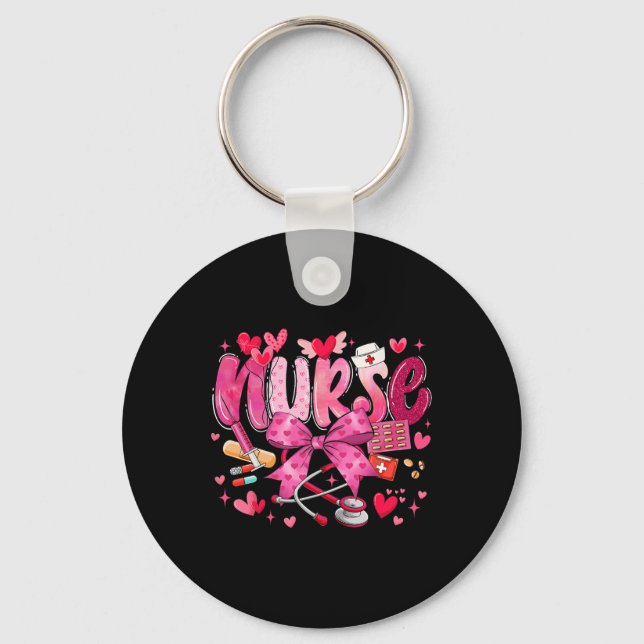 Porte-clés Saint-Valentin infirmière mignonne coquette stétho (Recto)