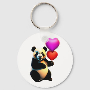 Porte-clés Saint Valentin, Panda & Heart Balloon, Saint Valen