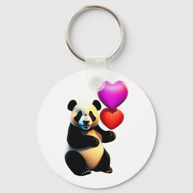 Porte-clés Saint Valentin, Panda & Heart Balloon, Saint Valen (Recto)