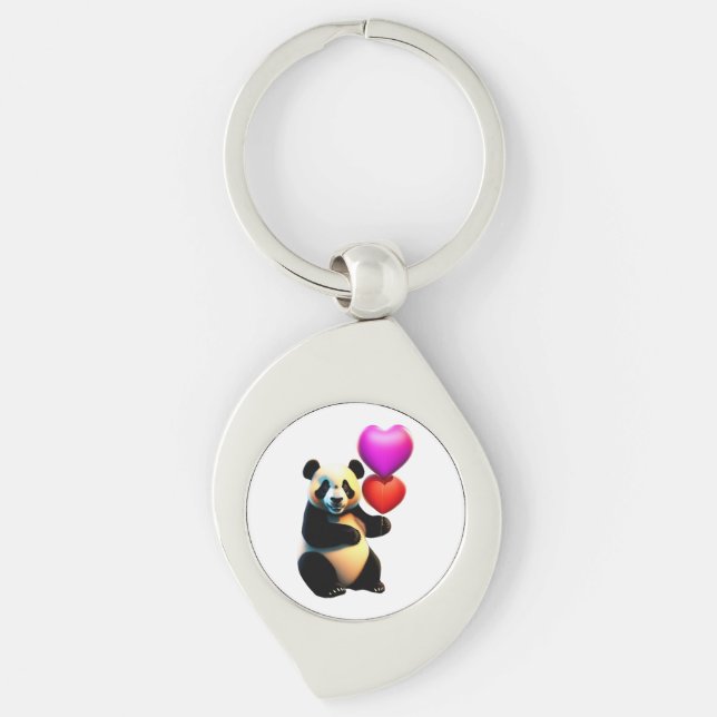 Porte-clés Saint Valentin, Panda & Heart Balloon, Saint Valen (Devant)