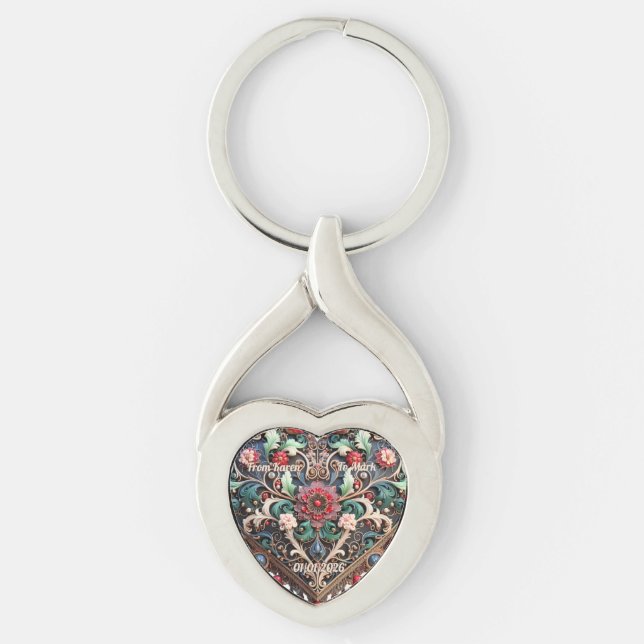 Porte-clés Saint-Valentin personnalisable (Devant)