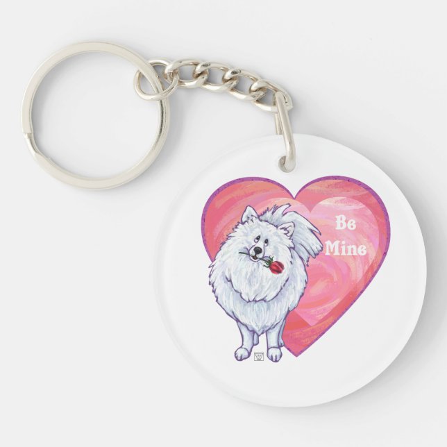 Porte-clés Saint Valentin Poméranie Blanche (Devant)