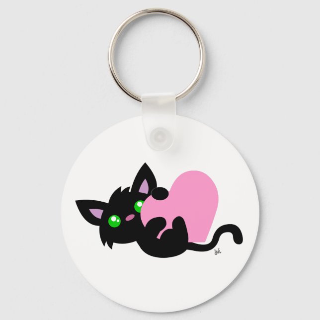 Porte-clés Saint Valentin Porte - clé de Kitty noir (Recto)