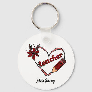 Porte-clés Saint-Valentin Professeur Cœur Personnalisé