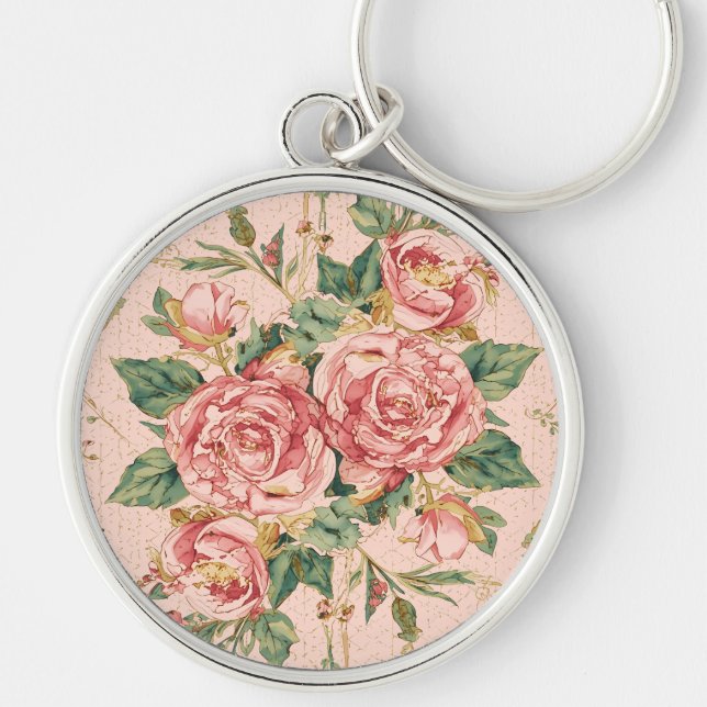 Porte-clés Saint-Valentin romantique avec de belles roses, ro (Devant)