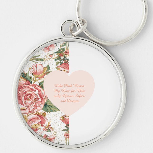 Porte-clés Saint-Valentin romantique avec papier de roses ado (Devant)