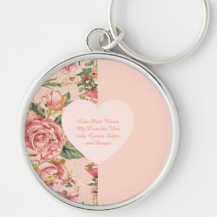 Porte-clés Saint-Valentin romantique avec papier de roses ado