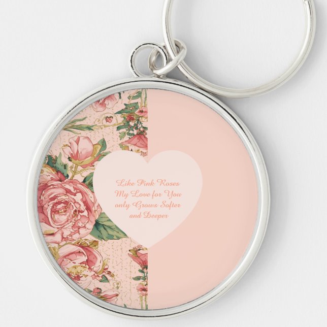 Porte-clés Saint-Valentin romantique avec papier de roses ado (Devant)