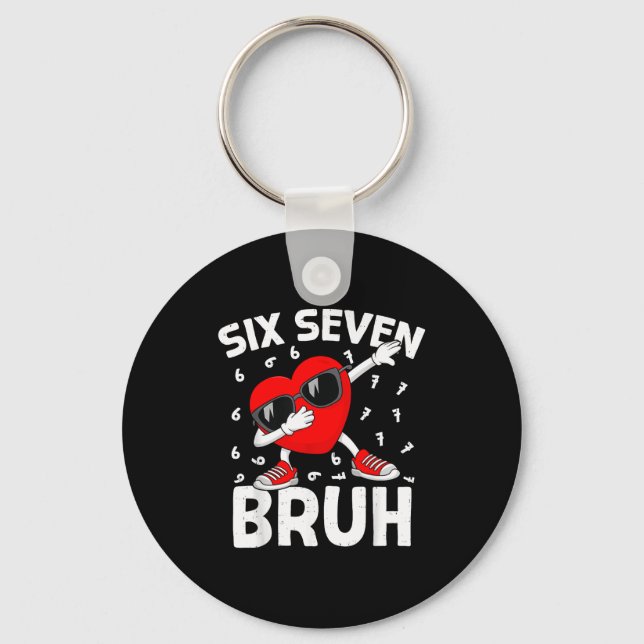 Porte-clés Saint-Valentin Six Sept Bruh 6 7 Mème Dab Cœur B (Recto)