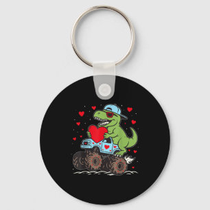 Porte-clés Saint-Valentin T Rex conduisant un Monster Truck d