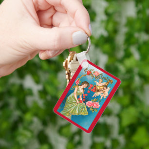 Porte-clés Saint-Valentin victorien vintage Anges et Cœurs
