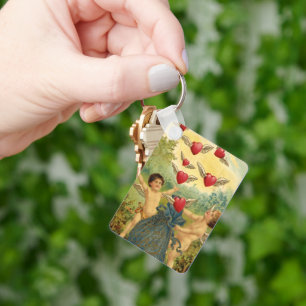 Porte-clés Saint-Valentin vintage, cœurs de chérubins victori