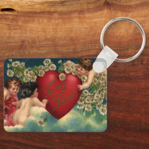 Porte-clés Saint-Valentin vintage victorien Chérubins au Para