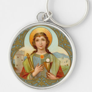 Porte-clés Sainte-Barbe (BK 001) Métal Rond Premium