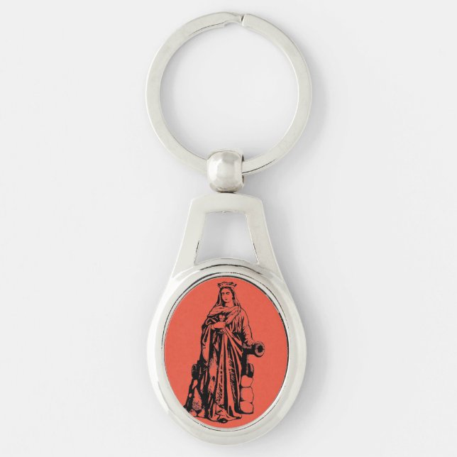 Porte-clés Sainte-Barbe la Grande Martyre Art Graphique Sacré (Devant)