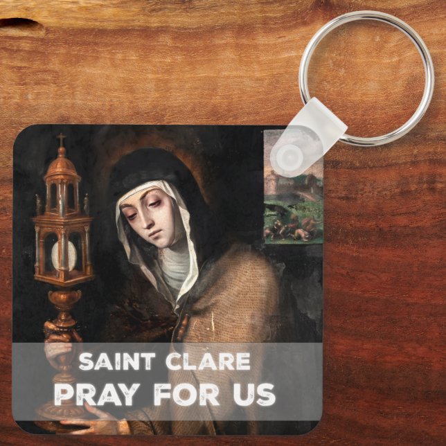 Porte-clés Sainte Claire Priez pour nous (Verso)