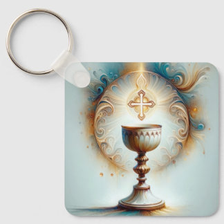 Porte-clés Sainte communion de l'Eucharistie 2 Catholique Chr