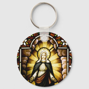 Porte-clés Sainte Mère Marie avec un Cercle d'Étoiles